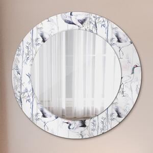 Specchio rotondo stampato Uccelli di gru fi 50 cm