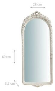 Specchiera da parete in legno finitura bianco anticato L28xPR3,5xH69 cm Made in Italy