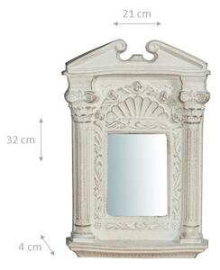 Specchiera da parete in legno finitura bianco anticato L21xPR3xH32 cm Made in Italy