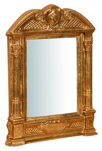 Specchiera da parete in legno finitura foglia oro anticato L33xPR4xH43 cm Made in Italy