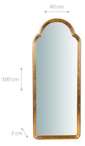 Specchiera da parete in legno finitura foglia oro anticato L40xPR3xH100 cm Made in Italy