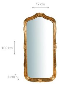 Specchiera da parete in legno finitura foglia oro anticato L47xPR4xH100 cm Made in Italy