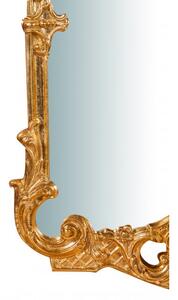 Specchiera da parete in legno finitura foglia oro anticato L62xPR6xH100 cm Made in Italy