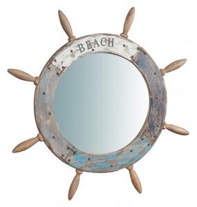 Specchio da parete a forma di timone in legno massello Diam.L73xPR4 cm