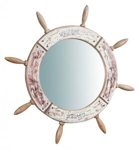 Specchio da parete a forma di timone in legno massello Diam.L73xPR3,5 cm