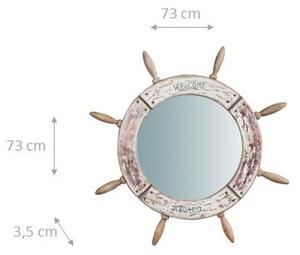 Specchio da parete a forma di timone in legno massello Diam.L73xPR3,5 cm