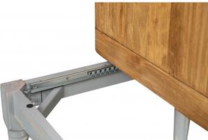 Tavolo in legno massello di tiglio allungabile struttura grigio anticato piano finitura naturale Made in Italy