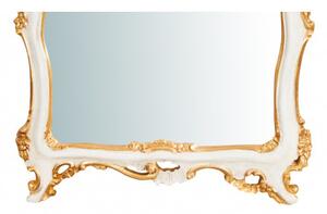 Specchiera da parete in legno finitura foglia oro anticato e avorio L66XPR7XH118 cm Made in Italy