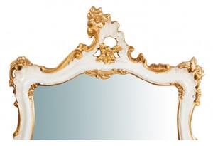 Specchiera da parete in legno finitura foglia oro anticato e avorio L66XPR7XH118 cm Made in Italy