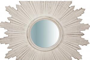 Specchiera da parete in legno finitura bianco anticato SOLE Made in Italy
