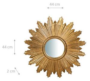 Specchiera da parete in legno finitura foglia oro anticato SOLE Made in Italy
