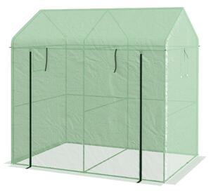 VivaGarden Serra a Casetta a 2 Sezioni con Porta e Finestre Avvolgibili in Acciaio e PE 200x140x200 cm colore Verde - 0GNAM305