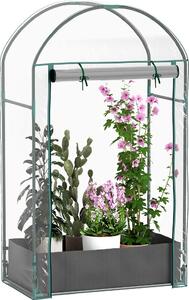 VivaGarden Serra a Parete con Sacco per Piante e Ingresso Avvolgibile in Acciaio e Plastica 89x50x152 cm colore Trasparente - U6210CR