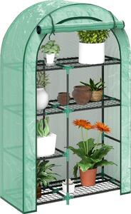 VivaGarden Serra a Parete a 4 Livelli con Porta a Cerniera in Acciaio e PE 100x45x160 cm colore Verde - U6250GN