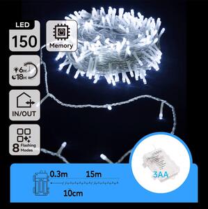 Aigostar - Catena luminosa LED per esterni 150 LED/8 funzioni, 15,3 m, IP44, bianco freddo