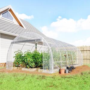 VivaGarden Serra a Tunnel 3x6x2 m con Porte Avvolgibili Telaio in Acciaio e Copertura in PE Anti-UV colore Trasparente