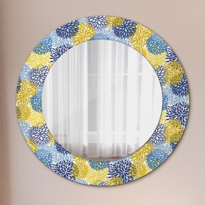 Specchio rotondo stampato Fiori blu fi 50 cm