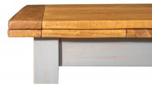 Tavolo Country allungabile in legno massello di tiglio struttura grigio anticato piano naturale Made in Italy