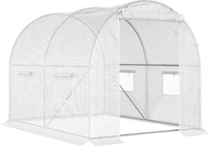 VivaGarden Serra a Tunnel con 4 Finestrelle e Ingresso a Zip in Acciaio Zincato e PE 3x2x1.9 m colore Bianco - U4815WT