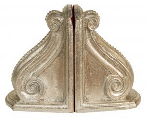 Coppia fermalibri in legno finitura argento anticato Made in Italy