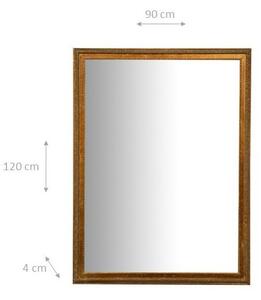 Specchio Specchiera da parete e appendere verticale/orizzontale L90xPR4xH120 cm finitura foglia oro anticato