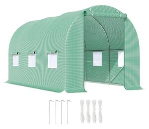 VivaGarden Serra a Tunnel da Giardino 4.5x2x2 mt con Tetto Arrotondato in PE e Metallo colore Verde - A233016AO82