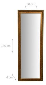 Specchio Specchiera da parete e appendere verticale/orizzontale L50xPR4xH140 cm finitura foglia oro anticato