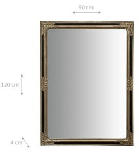 Specchio Specchiera Impero da parete e appendere verticale/orizzontale L90xPR4xH120 cm finitura argento e nero anticato