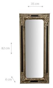 Specchio Specchiera Impero da parete e appendere verticale/orizzontale L35xPR4xH82 cm finitura argento e nero anticato