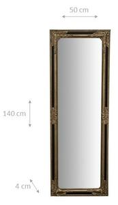 Specchio Specchiera Impero da parete e appendere verticale/orizzontale L50xPR4xH140 cm finitura argento e nero anticato