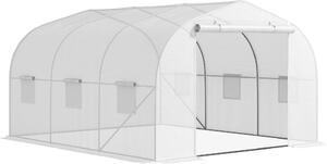 VivaGarden Serra a Tunnel per Giardino con 6 Finestre e Porta a Rullo in Acciaio e PE 3.5x3x2m colore Bianco - 417J707