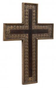 Croce in Legno L35xPR3xH51 cm, Decorazione da Parete con rifiniture in rilievo