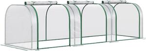 VivaGarden Serra a Tunnel in PVC Trasparente e Acciaio con Porte a Cerniera 295x100x80 cm