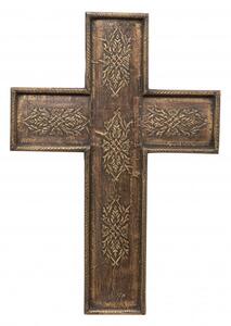 Croce in Legno L35xPR3xH51 cm, Decorazione da Parete con rifiniture in rilievo