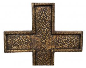 Croce in Legno L26xPR3xH40 cm, Decorazione da Parete con rifiniture in rilievo