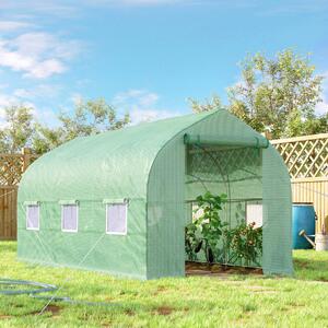 VivaGarden Serra da Giardino a Tunnel Anti-UV con 6 Finestre a Rete e Ingresso Arrotolabile in Metallo e PE 4x2x2 m colore Verde