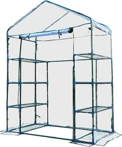 Brugel Serra da Giardino in Acciaio e PVC Trasparente con Porta Avvolgibile 143x73x195cm