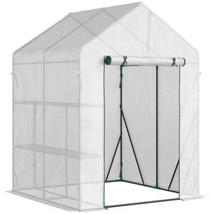 Brugel Serra da Giardino per Esterni con 2 Scaffali Porta Avvolgibile 143x143x195cm Bianco - 621V01845