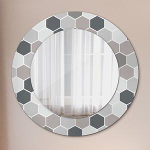 Specchio rotondo stampato Pattern esagonale fi 50 cm