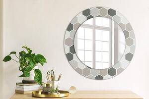 Specchio rotondo stampato Pattern esagonale fi 50 cm