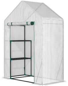 Brugel Serra da Giardino per Esterni con 2 Scaffali Porta Avvolgibile 143x73x195cm Bianco - 621845