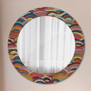 Specchio rotondo stampato Ornamento bohimico fi 60 cm