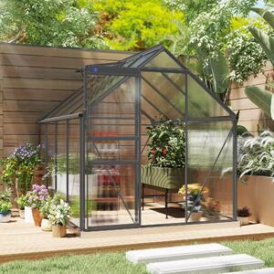 VivaGarden Serra in Policarbonato e Alluminio con Finestra Apribile e Porta Scorrevole 190x253x199 cm colore Grigio Scuro - CGZ515