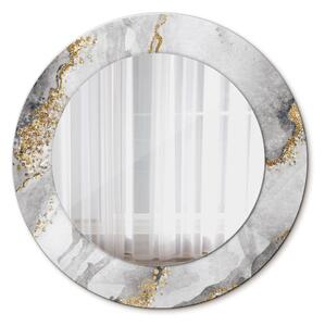 Specchio tondo con decoro Oro di marmo bianco fi 50 cm