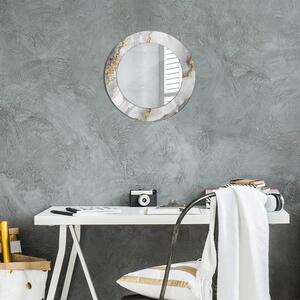 Specchio tondo con decoro Oro di marmo bianco fi 50 cm
