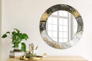 Specchio rotondo cornice con stampa Marmo e oro fi 50 cm