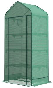 VivaGarden Serra per Piante a 4 Ripiani con Porta Avvolgibile in Metallo e PE 69x49x158 cm colore Verde Scuro - 89Q2DG