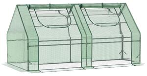 Brugel Serra per Piante Orto con 2 Coperture in PE e PVC Struttura in Acciaio Verde 180x90x90cm - 418V01845