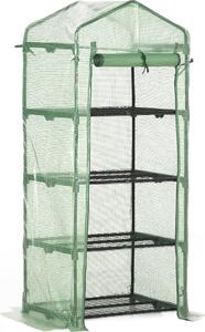 VivaGarden Serra per Piante Verticale con Scaffale a 4 Ripiani in Acciaio e PE 70x50x160 cm colore Verde Scuro - 8V02-845