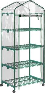 VivaGarden Serra per Piante Verticale con Scaffale a 4 Ripiani in Acciaio e PVC Bianco 69x50x165cm